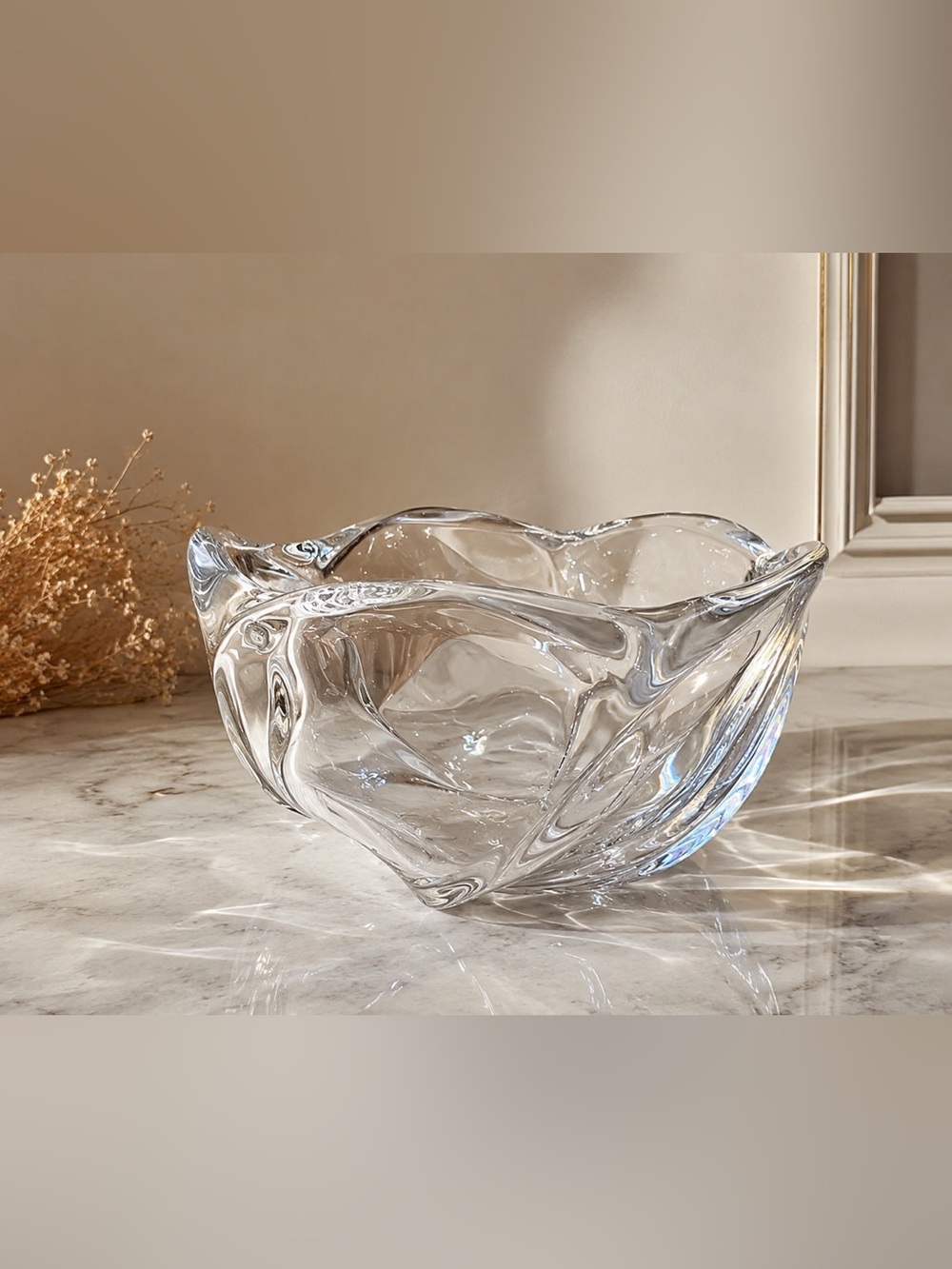 Vintage Holmegaard Danish Crystal Art Glass Bowl- large size